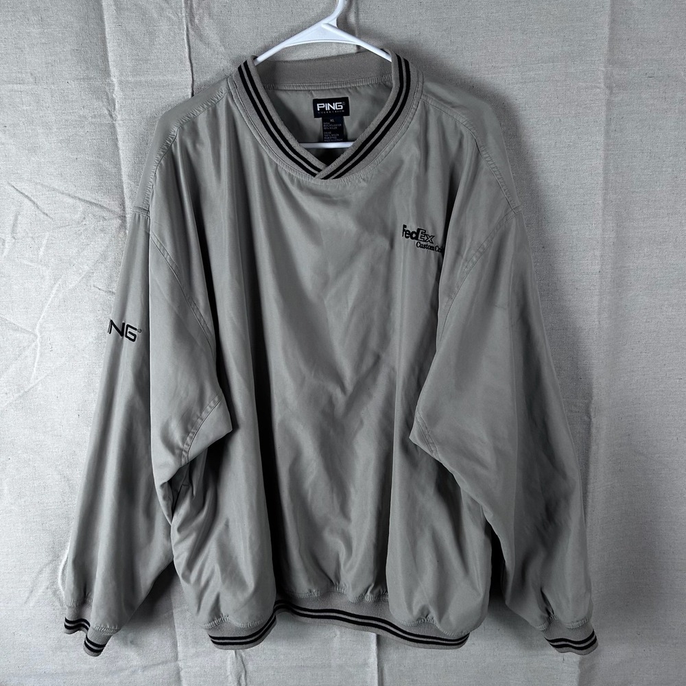 Ping Collection FedEx‎ Vintage V-Neck Golf Windbreaker Pullover Jacket Men's XL